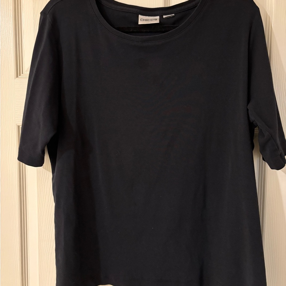 Chico's Black Relaxed Boxy Short Sleeve Tee Size 3
